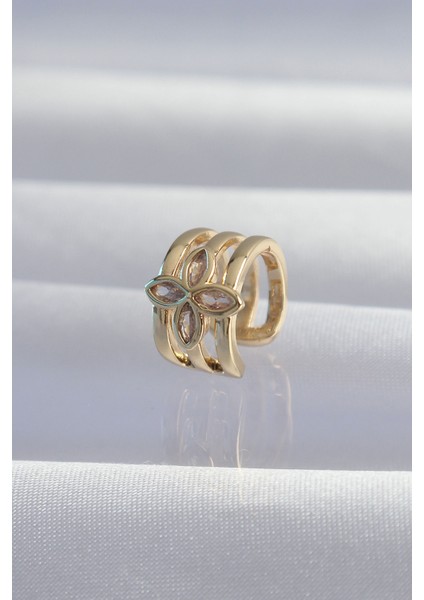 Pirinç Gold Renk Yonca Earcuff Küpe - Lisinya