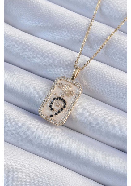 316L Çelik Zincir Altın Renk Zirkon Taşlı Minimal Papatya Figürlü Tarot Kolye - Lisinya