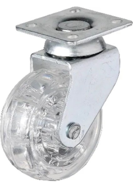 325 - 50X20 mm Şeffaf Makaralı Tablalı Teker 4 Adet