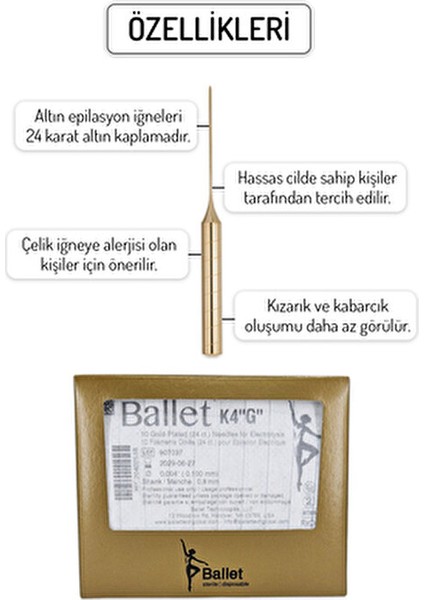 K4 Altın Epilasyon İğnesi 10'lu K4 Gold İğne fırsatları