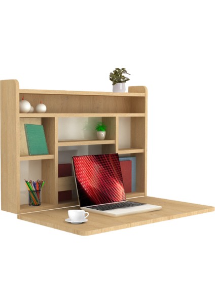 Duvara Monte Katlanabilir Ahşap Çalışma Masası – Çok Amaçlı Home Office & Kitaplık&Hobi Masası