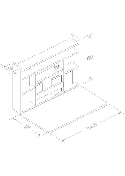 Duvara Monte Katlanabilir Ahşap Çalışma Masası – Çok Amaçlı Home Office & Kitaplık&Hobi Masası