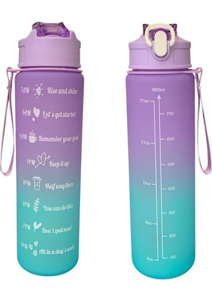 Mor, 3’lü Set - Sticker’lı Pipetli Matara Seti - 2000ML,900ML,300ML fırsatları