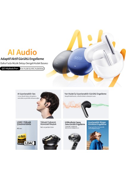 HT10 Ailybuds Pro+ Adaptif Anc Hi-Res Ldac Aı 6 Mikrofon Bluetooth 5.3 Kablosuz Kulaklık fiyatları