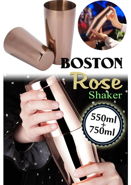 Boston Shaker Kokteyl Karıştırıcı 550ML-750ML Çift Hazneli Rose Shaker RA903