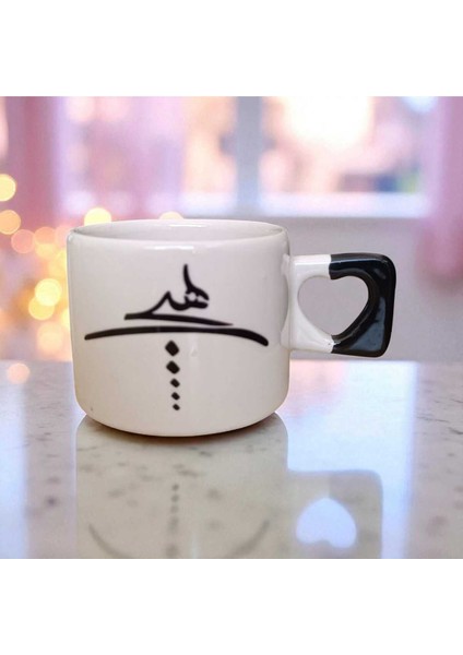 2 Li Kişiselleştirilebilir Hiç Sembolü Baskılı Kalp Kulplu El Yapımı Mug Kupa Çay Cappuccino Fincanı fırsatları