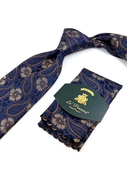 Lacivert Şal Desen Mendilli Klasik Kravat Kk13118 fırsatları