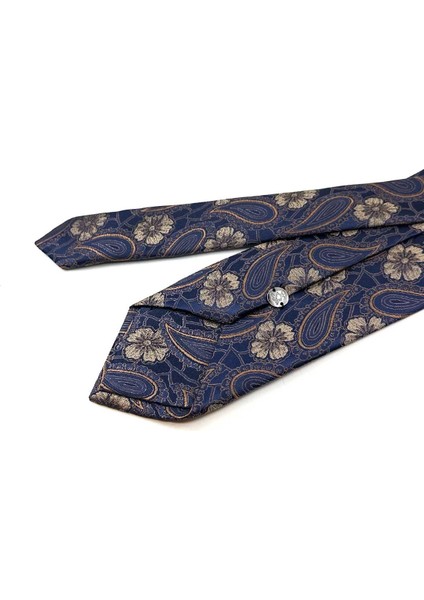 Lacivert Şal Desen Mendilli Klasik Kravat Kk13118
