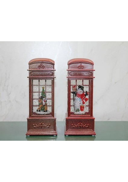 Telefon Kulübesi Tasarımlı Yılbaşı Temalı Işıklı Müzikli Kar Küresi Model 2 fiyatları