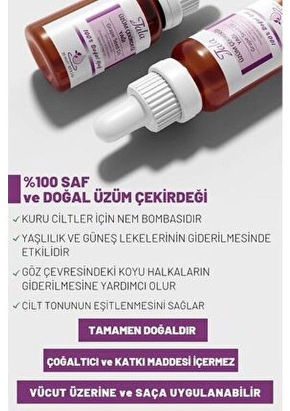 Üzüm Çekirdeği Yağı %100 Doğal Nemlendirici ve Yenileyici 20 ml Tüm Cilt Tipleri İçin