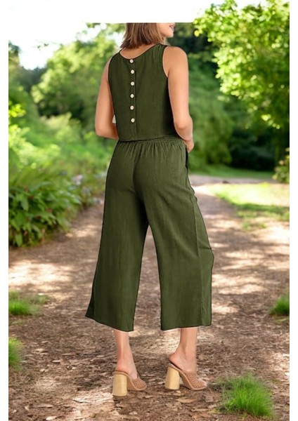 Yazlık Sırt Detaylı Keten Takım fiyatları