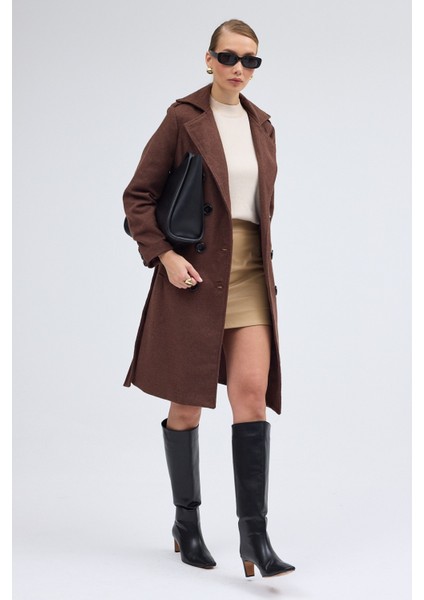 Kemer Detaylı Aksesuarlı Kaşe Kaban indirimleri