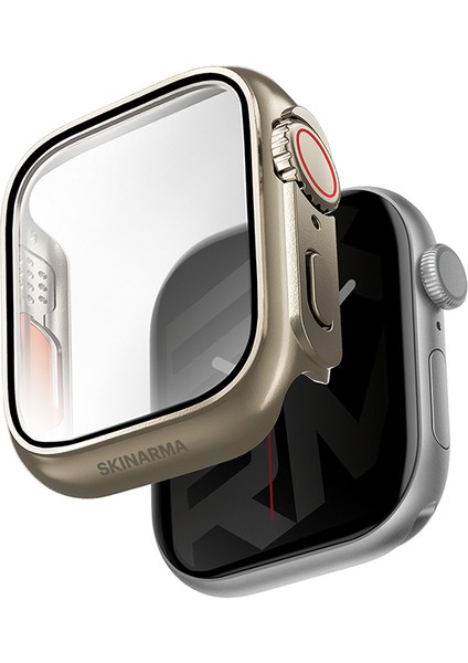 Watch 10 46MM Uyumlu Gado Pro Dijital Taç Korumalı Kasa ve Ekran Koruyucu Titanyum