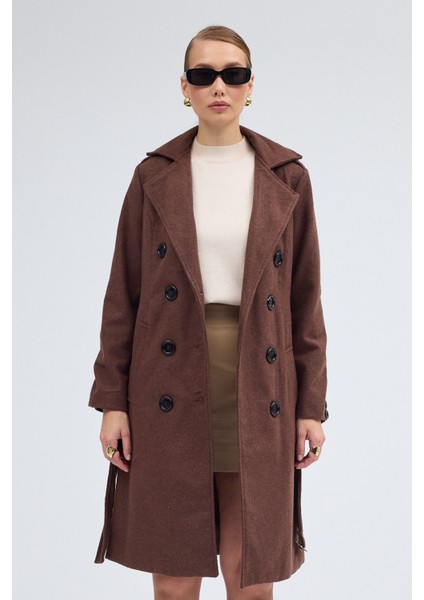 Kemer Detaylı Aksesuarlı Kaşe Kaban indirimleri