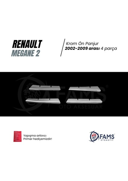 Renault Megane 2 Krom Ön Panjur 4 Prç. 2006-2009 P.çelik fiyatları