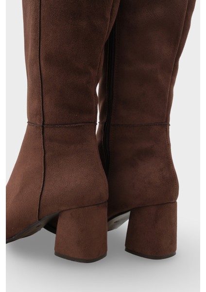 Cathrine Oval Burunlu Yandan Fermuarlı Topuklu Süet Kadın Çizme fiyatları