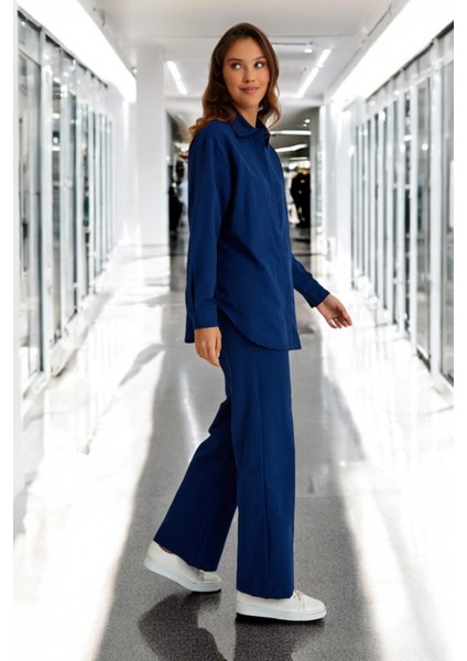 Günlük Rahat Gömlek Pantolon Ikili Keten Takım modelleri