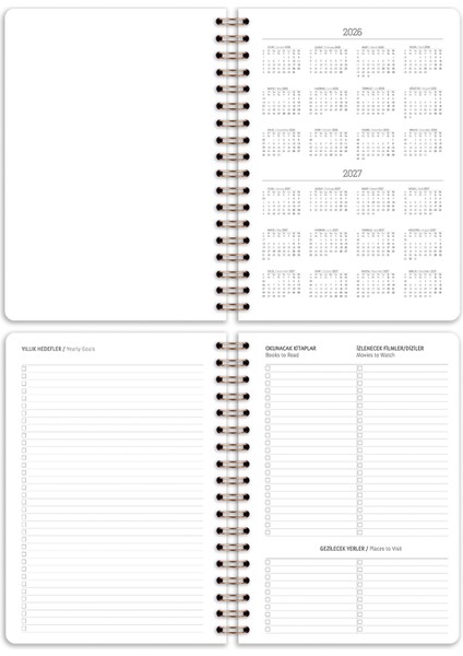 2026 Yılı B5 Haftalık Ajanda Spiralli 17X24 cm - 12 Aylık Yaban Mersini modelleri