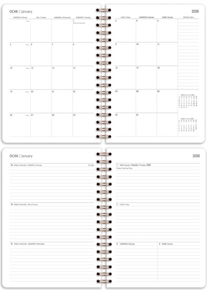 2026 Yılı B5 Haftalık Ajanda Spiralli 17X24 cm - 12 Aylık Yaban Mersini fırsatları