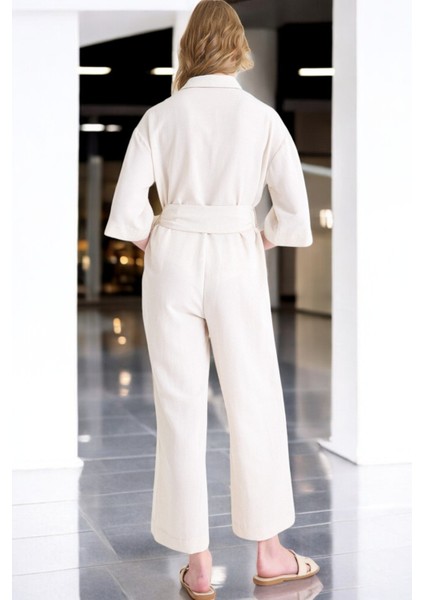 Yazlık Rahat Gömlek Yaka Keten Tulum fiyatları