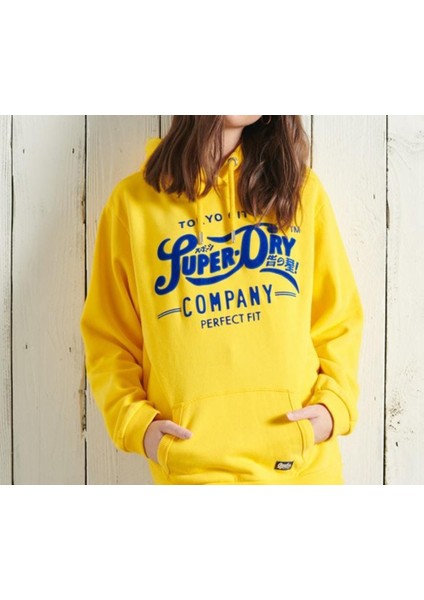 Sweatshirt, Kapüşonlu Sweatshirt, Sınırlı Sayıda Grafik Büyük Boy Kapüşonlu Sweatshirt, Sarı- Lacivert Sweatshirt