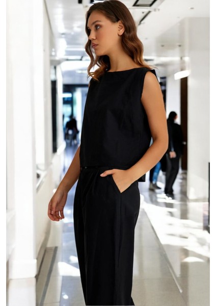 Yazlık Alt Üst Kolsuz Keten Takım modelleri