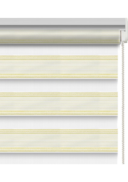 Geniş Simli Pileli Gold ( Altın )& Beyaz Zebra Perde fırsatları