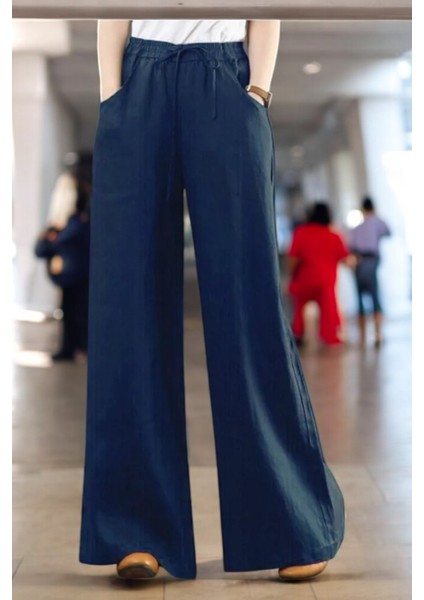 Günlük Beli Bağcıklı Tasarım Keten Pantolon fiyatları