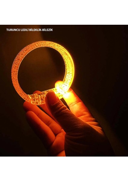 Turuncu LED Işıklı Baskı Yapılabilen Pilli Bileklik Bilezik 1,5 cm Genişlik - Lisinya