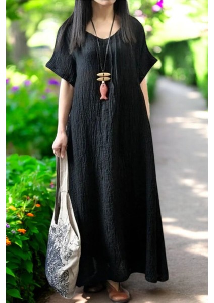 Keten Yazlık Rahat Elbise