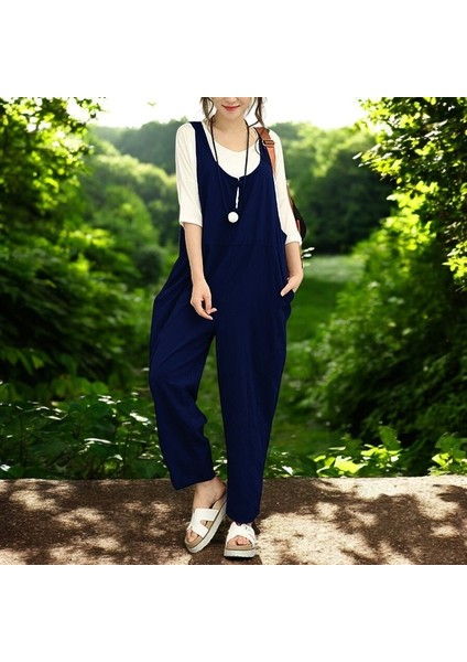 Yazlık Salopet Şık Keten Tulum