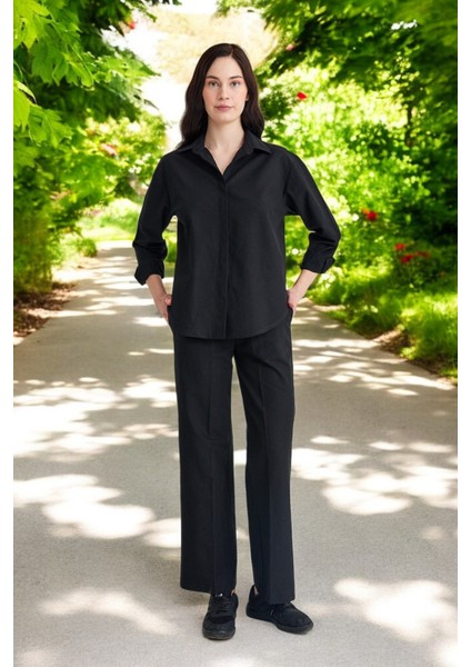 Yazlık Gömlek Pantolon Ikili Keten Takım