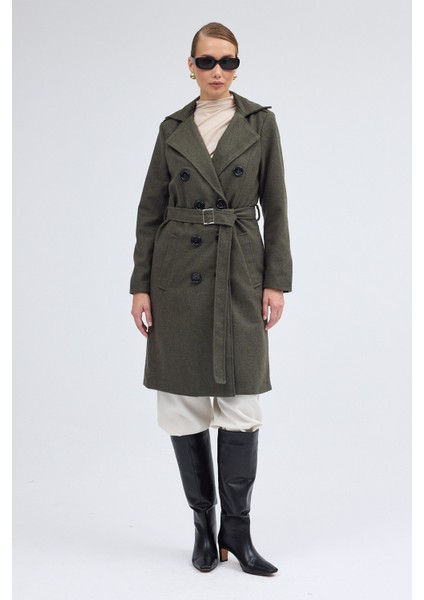 Kemer Detaylı Aksesuarlı Kaşe Kaban indirimleri