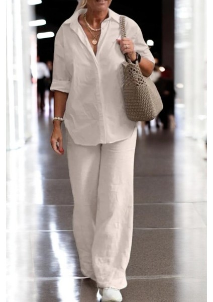 Yazlık Gömlek Pantolon Rahat Keten Takım