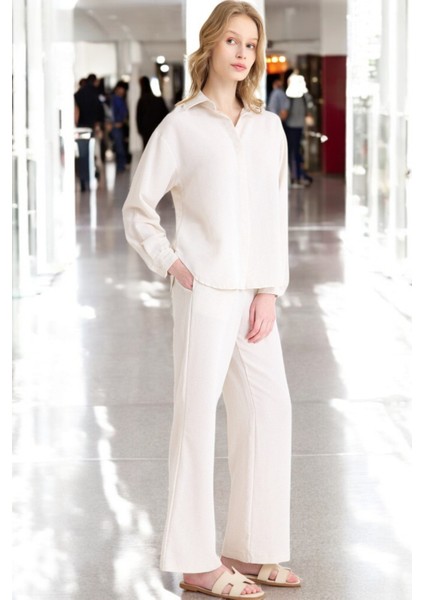 Yazlık Rahat Gömlek Pantolon Ikili Keten Takım indirimleri