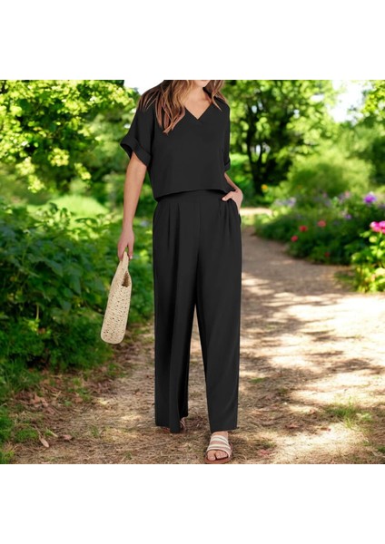 Yazlık Şık V Yaka Keten Takım fiyatları