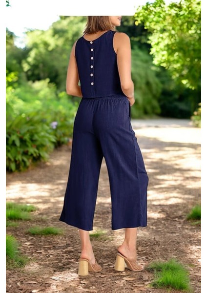 Yazlık Sırt Detaylı Şık Keten Takım fiyatları