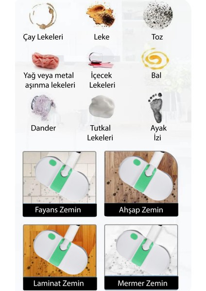 Kablosuz Elektrikli Mop T35 – Şarjlı Sessiz Elektrikli Paspas, Yıkanabilir Pedli (260 ml Su Hazneli)