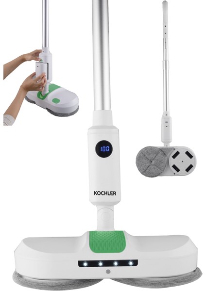 Kablosuz Elektrikli Mop T35 – Şarjlı Sessiz Elektrikli Paspas, Yıkanabilir Pedli (260 ml Su Hazneli)