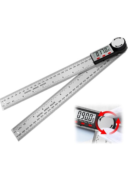 Dijital Ekranlı Açı Cetveli, 2'si 1 Arada Hassas Cetvel ve Dijital Açı Bulucu Açıölçer (Paslanmaz ÇELIK-300MM) (Yurt Dışından) fiyatları