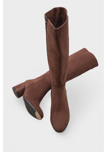 Cathrine Oval Burunlu Yandan Fermuarlı Topuklu Süet Kadın Çizme fiyatları