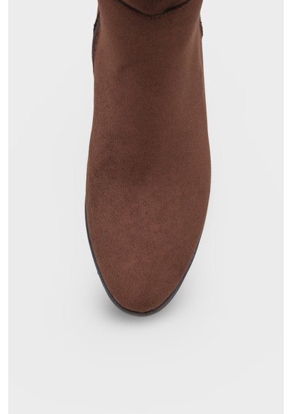 Cathrine Oval Burunlu Yandan Fermuarlı Topuklu Süet Kadın Çizme modelleri