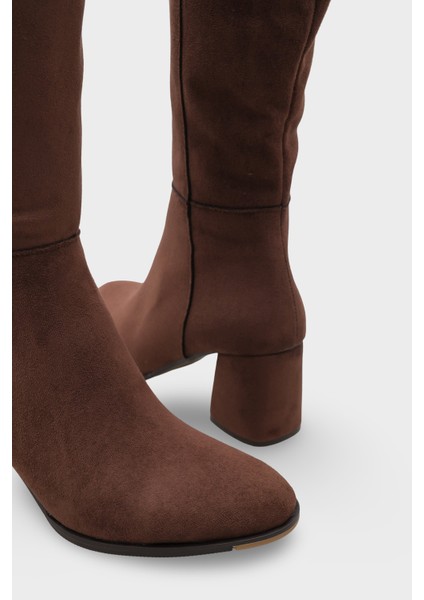 Cathrine Oval Burunlu Yandan Fermuarlı Topuklu Süet Kadın Çizme indirimleri