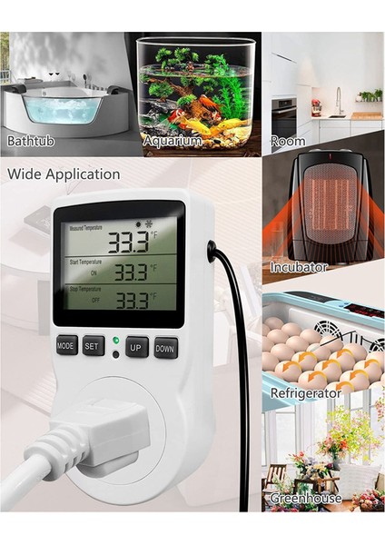 Dijital Sıcaklık Kontrol Cihazı Çıkışı, 120V Elektrikli Termostat Çıkış Fişi 110V Sürüngen Teraryum Sera Abd Fişi (Yurt Dışından) fırsatları