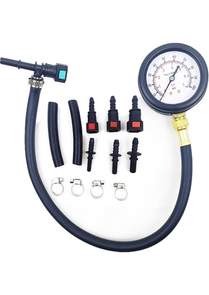 Otomobil Yakıt Sistemi Benzin Basınç Ölçer Motosiklet Araba Basınç Test Cihazı 0-100PSI 6.3/ 7.89/ 9.49 Valfli (Yurt Dışından)