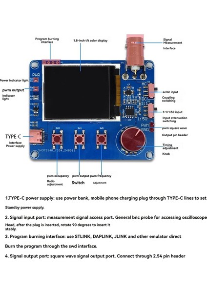 1,8 Inç Tft Renkli Ekranlı, Dalga Formu Ölçümlü, Frekans Ölçerli ve Kare Dalga Çıkışlı Mini Basit Osiloskop (Yurt Dışından) modelleri