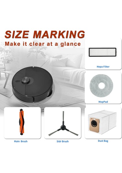 Xiaomi X20 Max, X20 Pro Robot Süpürge Ana Yan Fırça Hepa Filtre Paspas Bezi Toz Torbaları (Yurt Dışından) modelleri