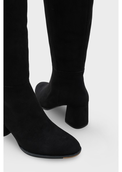 Oval Burunlu Yandan Fermuarlı Topuklu Süet Kadın Çizme modelleri