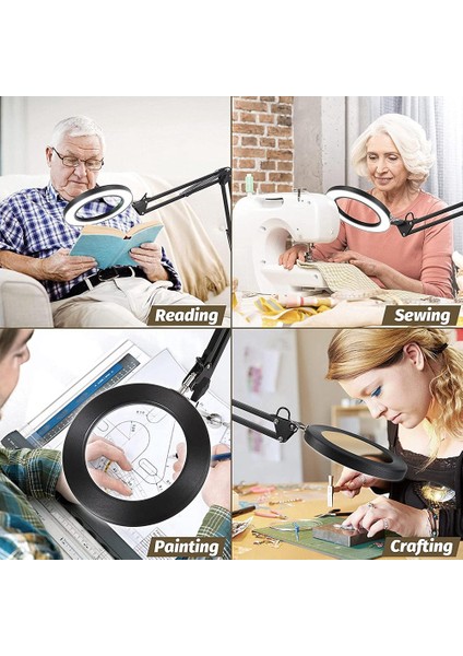 Işık ve Braketli Büyüteç, 3 Renk Modu, Kademesiz Kısılabilir LED Masa Lambası, Okuma ve Tamir Için Kullanılır (Yurt Dışından) indirimleri