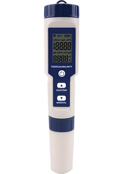 Havuzlar, Içme Suyu ve Akvaryumlar Için 5'i 1 Arada Tds/ec/ph/tuzluluk/sıcaklık Ölçer Dijital Su Kalitesi Monitör Test Cihazı (Yurt Dışından)